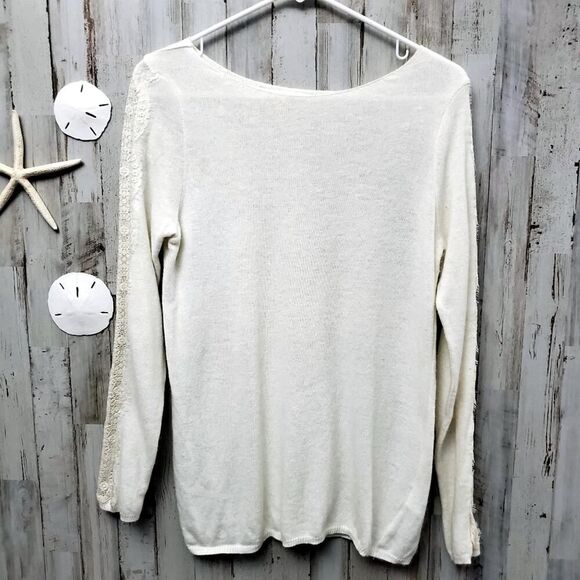 Zara Lace Sweater Ivory Size Small - Picture 1 of 9